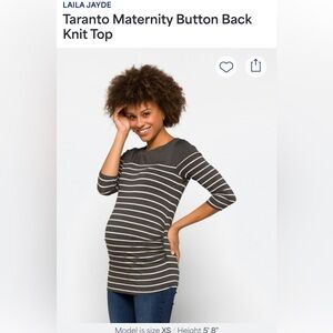 Laila Jayde Grey and White Striped Maternity Shirt, size xxl